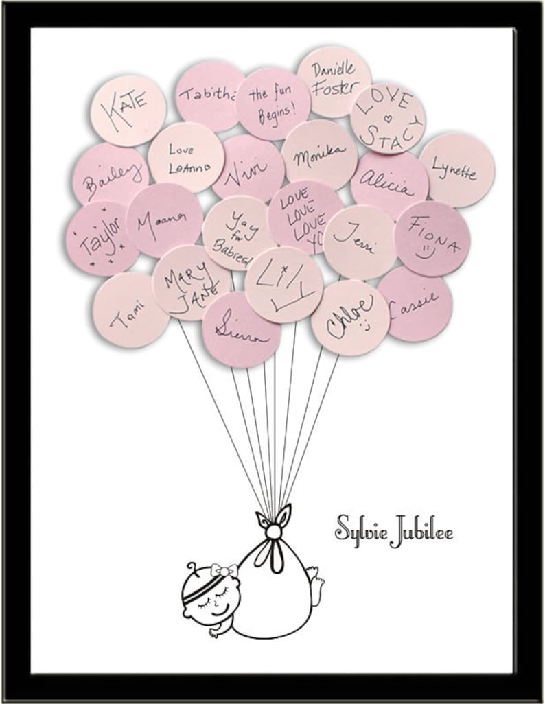 Baby Shower Guest Book Alternative Print Girl image 3