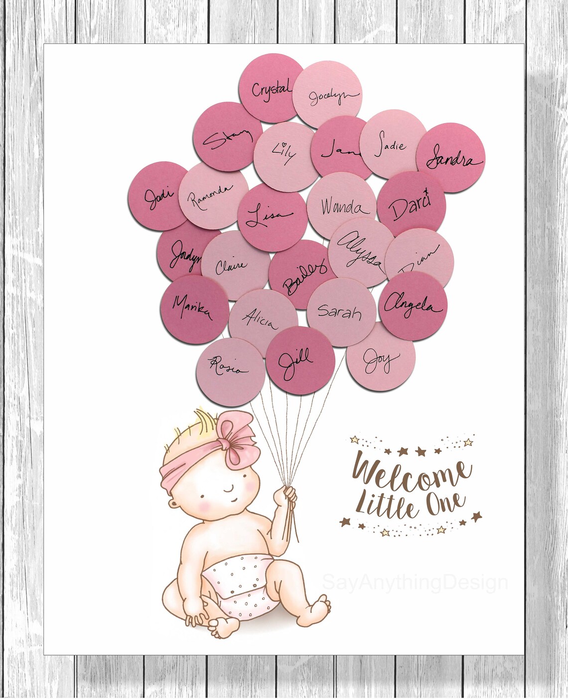 Baby Shower Guest Signin Guest Book Alternative Baby Girl Etsy