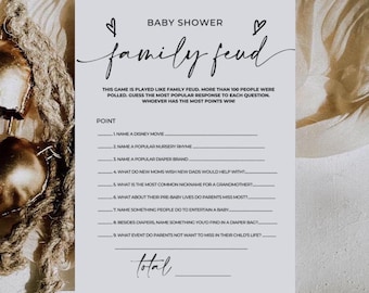 Baby Family Feud Game, Baby Trivia, Baby Feud Game, Printable Baby Shower Feud, Baby Shower Party Games, Baby Shower Family Feud Trivia