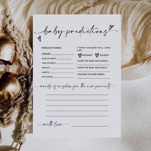 Carte de prédiction et conseils pour baby shower, anecdotes sur la naissance de bébé, carte de conseils pour baby shower, baby shower à imprimer, jeux de baby shower, anecdotes sur la fête de baby shower
