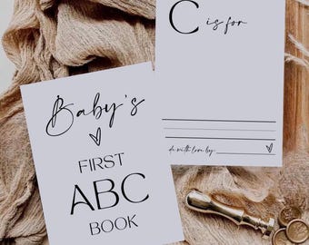 Baby Shower Alphabet Book, Babys First ABC Book, Baby Shower Guestbook, Baby First Alphabet Book, Baby ABC Coloring Sheets, Baby Shower Game