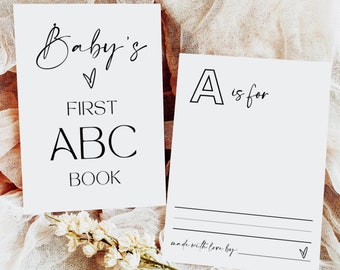 Baby ABC Coloring Sheets, Baby Shower Games, Baby Shower Alphabet Book, Babys First ABC Book, Printable Alphabet Book, Baby Shower Guestbook