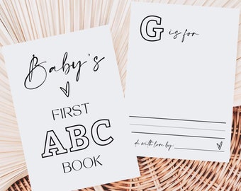 Babys First ABC Book, Baby Shower Guestbook, Baby Shower Games, Baby Shower Alphabet Book, Baby ABC Coloring Sheets, Printable Alphabet Book