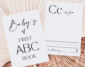 Baby Shower Alphabet Book, Babys First ABC Book, Baby ABC Coloring Sheets, Baby Shower Games, Printable Alphabet Book, Baby Shower Guestbook