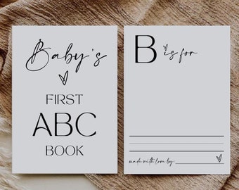 Babys First ABC Book, Baby Shower Alphabet Book, Baby ABC Coloring Sheets, Baby Shower Games, Baby Shower Guestbook, Printable Alphabet Book