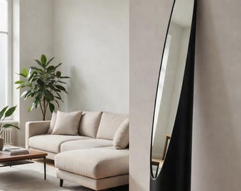 70s Design Nail Mirror - Space Age Style - Modernist Floor Mirror - New Artisan Production - Black