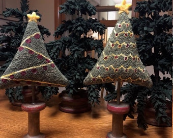 Fun Christmas Trees- Punch Needle Patterns- PDF -Instant download  embroidery holiday