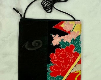Cross body purse made from vintage Kimono silk and obi