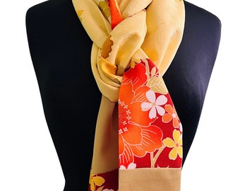 SILK SCARF made from Vintage Japanese Kimono Silk - 86" length - Free Shipping to U.S. addresses