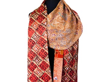 SILK WRAP made from Vintage Japanese Kimono Silk - 100" length - Free Shipping to U.S. addresses