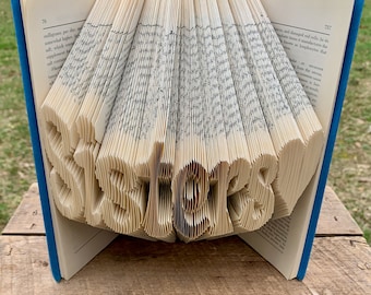 Sisters with heart folded book art