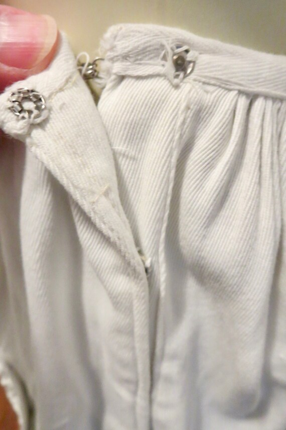 1910s Edwardian Walking Skirt White Twill Pocket … - image 4