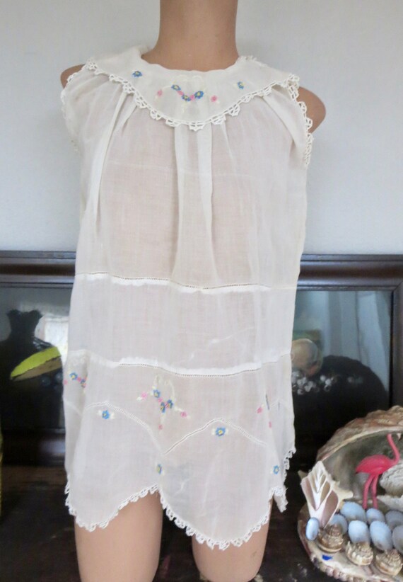 Antique 1920s Childs Dress French Knot Floral Emb… - image 2