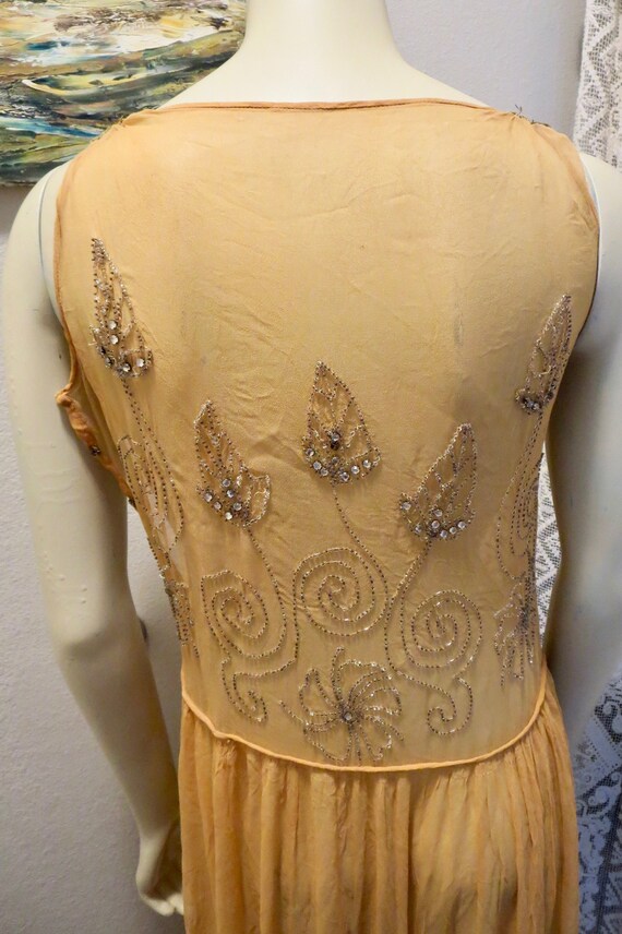 1920s Silk Blue Beaded Flapper Dress main image 1