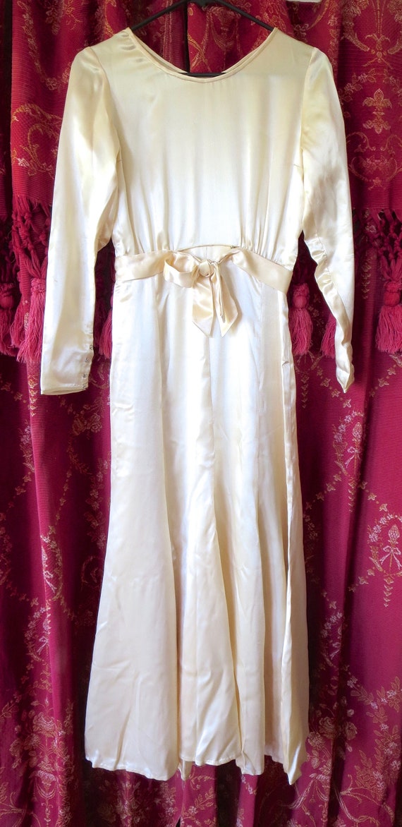 1930s Ivory Satin Wedding Dress Simple & Elegant N