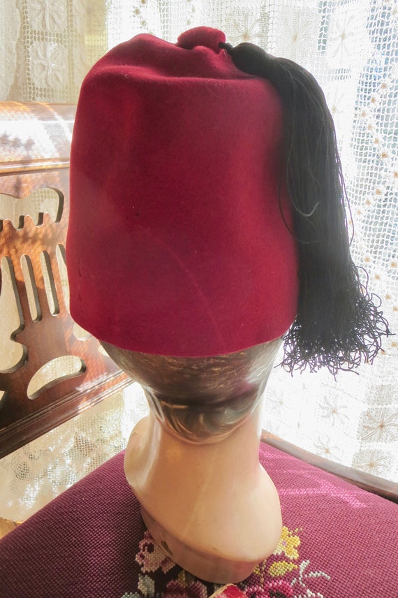 Antique Wool Fez With Original Box Medinah Hat Se… - image 5