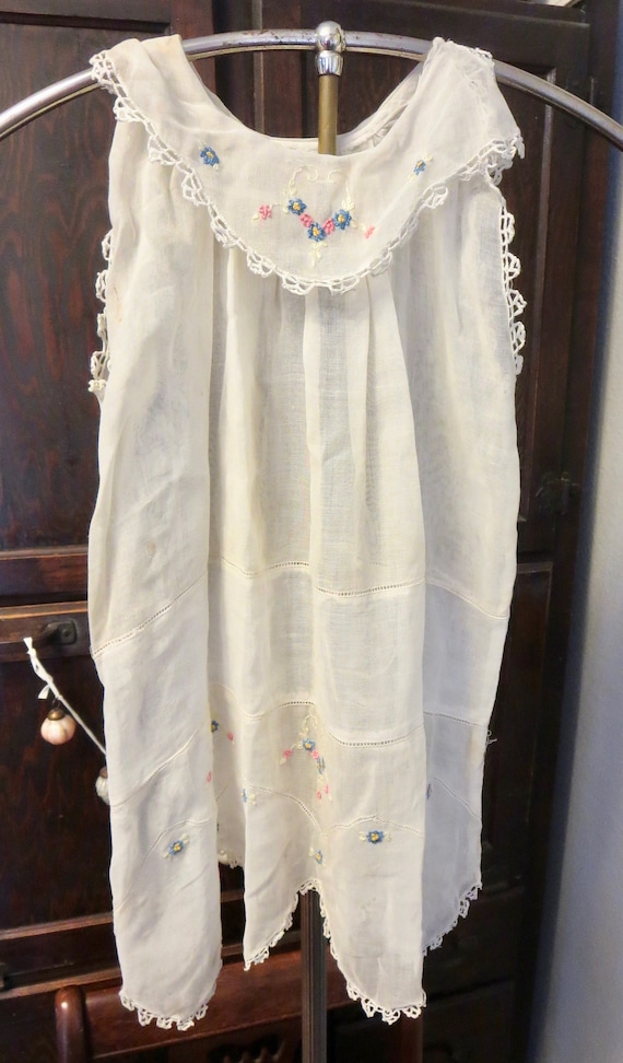 Antique 1920s Childs Dress French Knot Floral Emb… - image 7