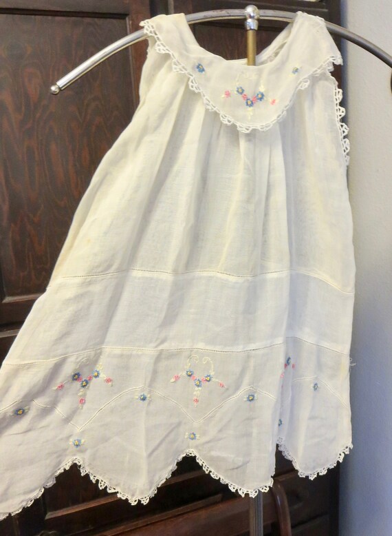Antique 1920s Childs Dress French Knot Floral Emb… - image 4