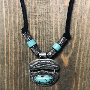 Necklace, Feather & Turquoise