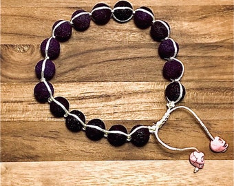 Beaded Bracelet, Purple Lava Stone