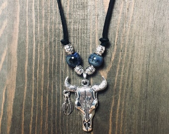 Necklace, Silver Steer Skull