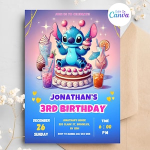 Stitch party Invitation, Stitch Birthday Invitation, Lilo and Stitch Invitation, Stitch, Editable Invitation, Instant Download Template