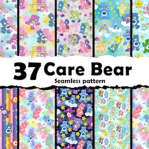 Modello digitale 37 Care Bear senza soluzione di continuità, modello digitale in carta Care Bear, download immediato