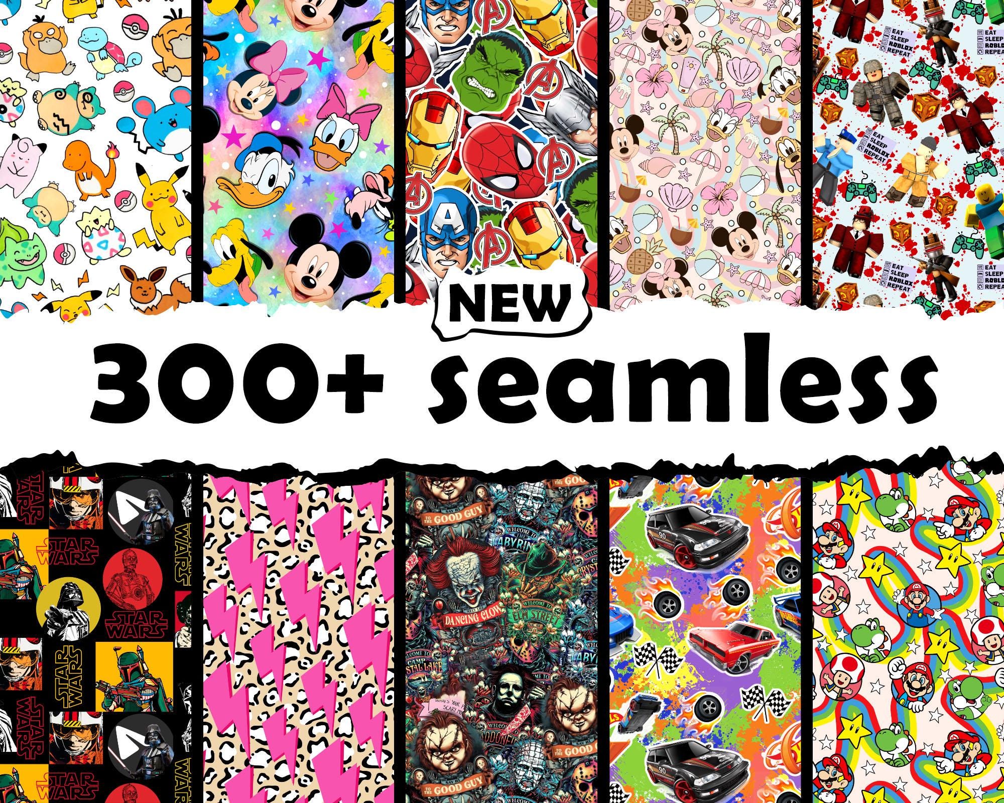 Digital 300+ seamless pattern, Digital character seamless pattern bundle, instant Download