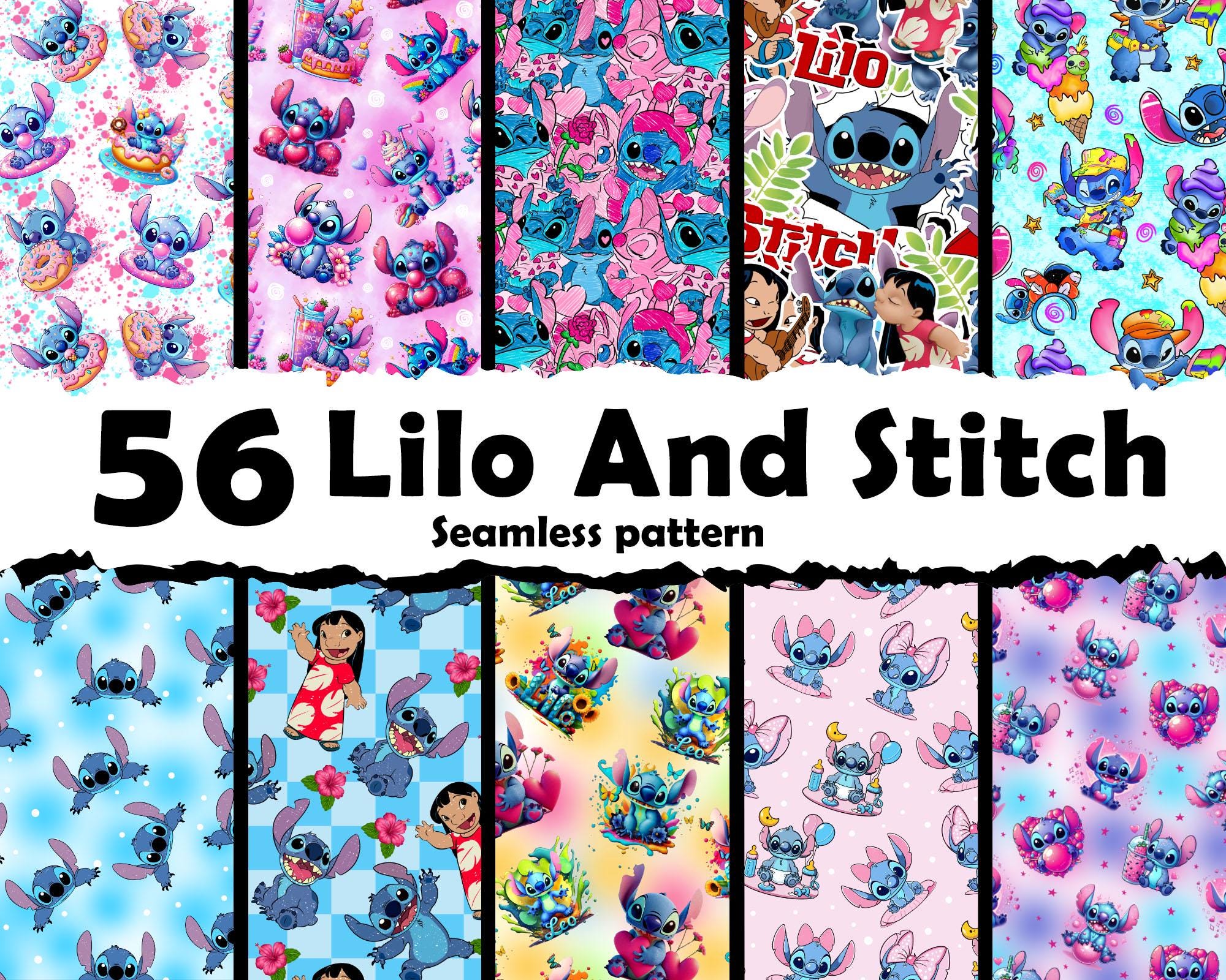 Digital 56 lilo stitch seamless pattern, Digital lilo stitch pattern paper bundle, instant Download