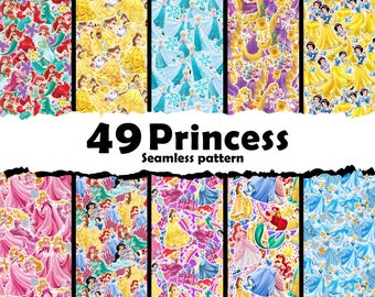 Digital 49+ princess seamless pattern, Digital princess pattern paper Bundle, instant Download
