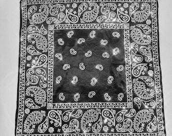 Crystal Rhinestone Black Polysilk Headscarf Bandana