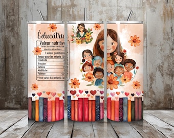 20 oz Educator Tumbler Wrap, Sublimation Design Templates, PNG Digital Download.