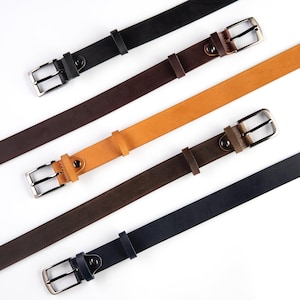 Leather belt for men 1.2&quot; wide in multiple colors, Full Grain Leather, Handmade