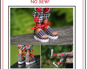 Ankle Strap Sandals No Sew Doll Shoes Pattern PDF Pictorial Tutorial