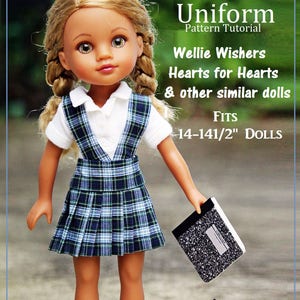 Schuluniform Schnittmuster für Wellie Wisher Hearts für Hearts Dolls und andere 14&quot; - 14 1/2&quot; Dolls