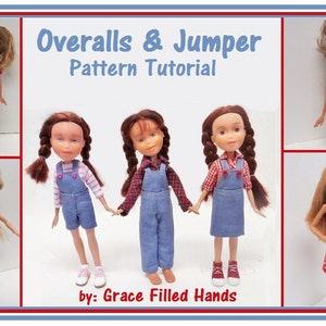 Overalls and Jumper Pattern Tutorial Pictorial PDF Doll Clothes Fits 9"  Bratz Licca Jenny Blythe Skipper  Fashion Dolls