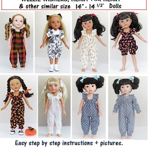 Jumpsuit & Sunsuit Pattern Tutorial Pictorial PDF Doll Clothes For Wellie Wisher, Hearts for Hearts, Kish and other 14&quot; - 14 1/2&quot; Dolls