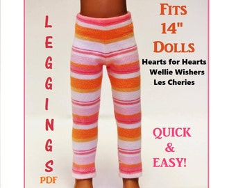 Leggings Pattern Tutorial for 14 inch Heart for Heart, Wellie Wishers, Les Cheries  3 Lengths Ankle Capri Biking Shorts