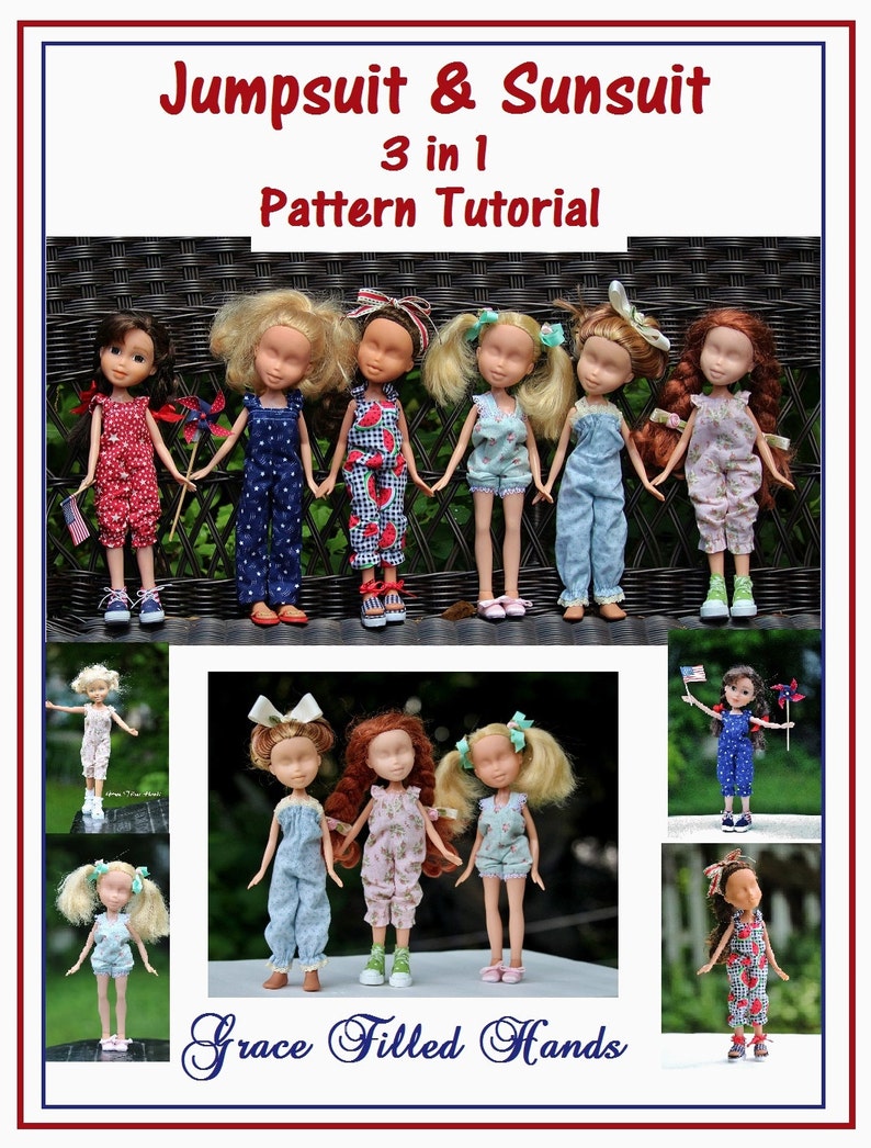 Jumpsuit & Sunsuit Pattern Tutorial Pictorial PDF Doll Clothes Fits 9 Dolls image 1