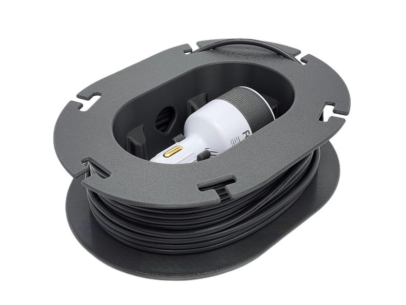 Starlink Mini cable spool holder with cord neatly wound inside