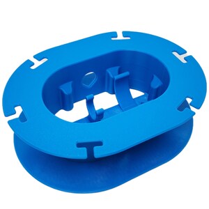 Bright blue Starlink Mini cable winder spool