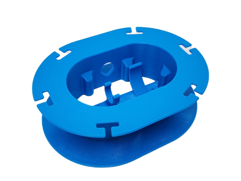 Bright blue Starlink Mini cable winder spool