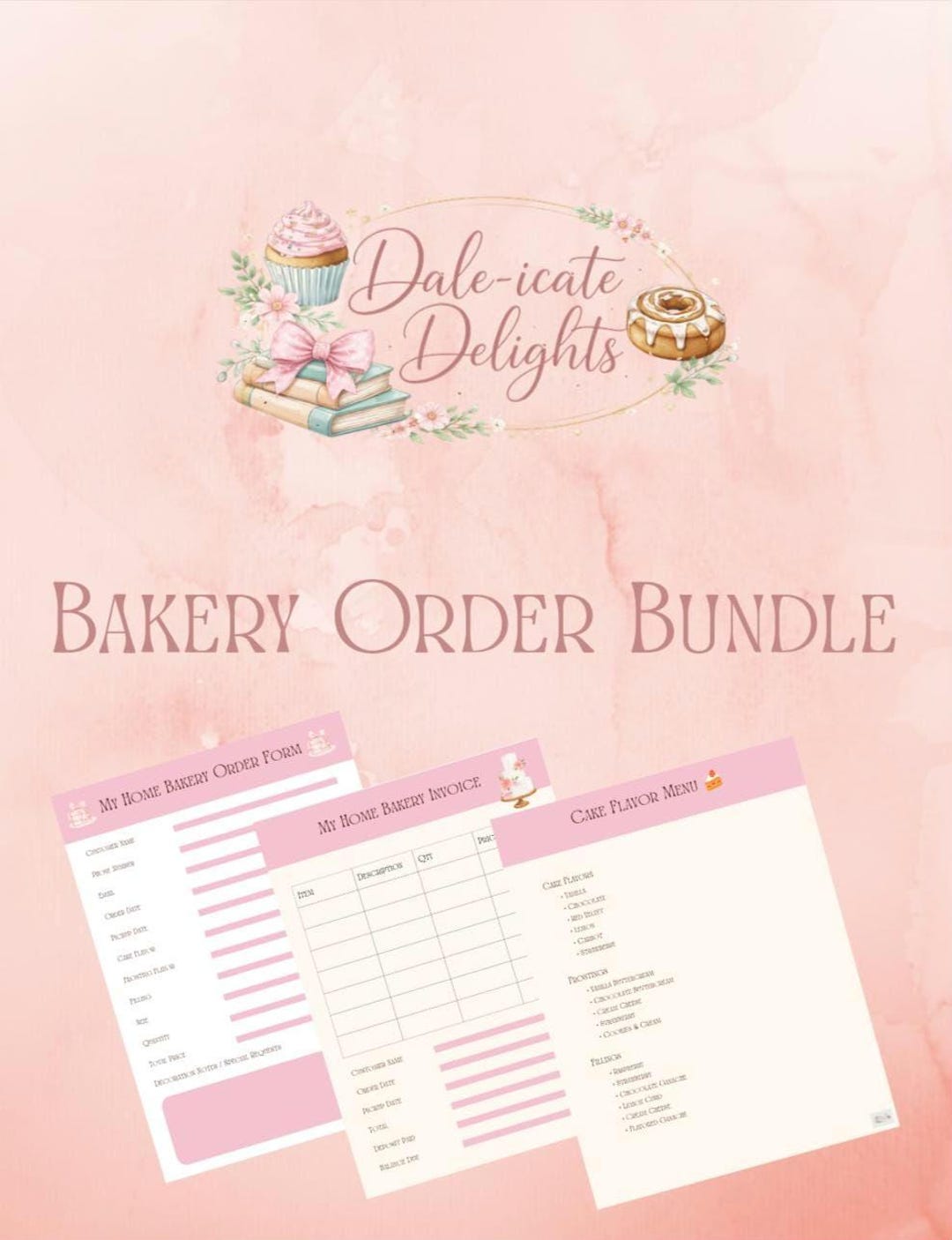 Home Bakery Order Form Template Canva | Bakery Invoice Template | Cake ...