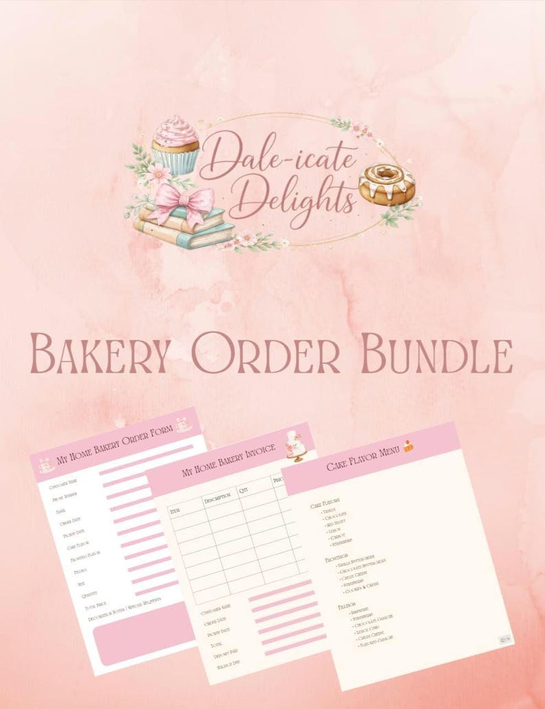 Home Bakery Order Form Template Canva | Bakery Invoice Template | Cake ...