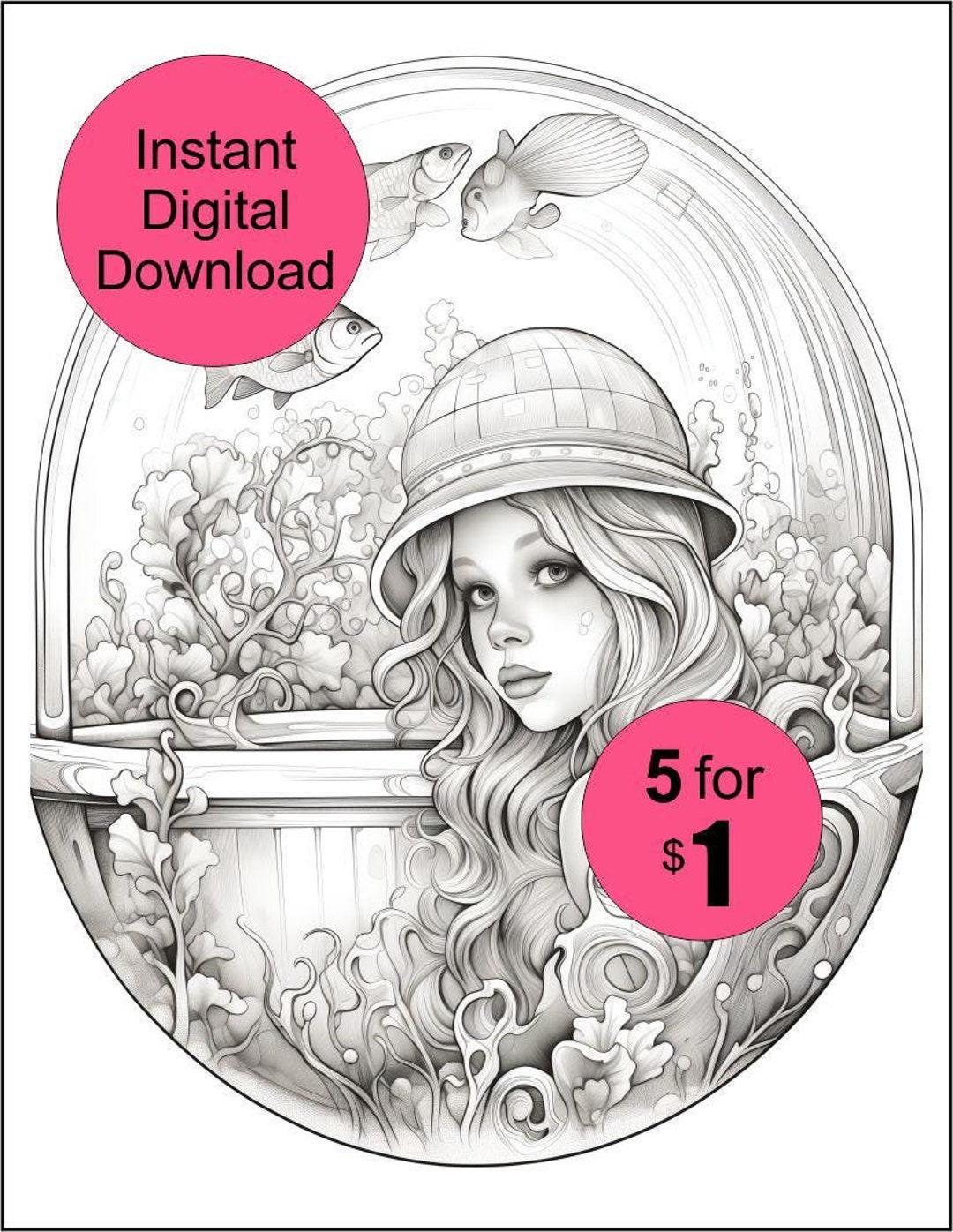 Coloring Book Pages Digital Download Printer Ready 8.5 X 11 Adults ...