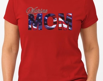 Chemise maman marine, drapeau des États-Unis en coton épais, cadeau parfait pour les familles de militaires, vêtement patriotique, cadeau de fête des mères