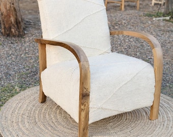 chaise faite main, tabouret en corde de bois, banc en bois, chaise longue, chaise fauteuil marocain, chaise de salle à manger tissu  texturé