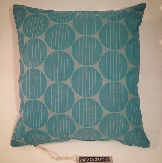 Items similar to Hand Printed Cushion Cover Handmade Teal ink on Light
