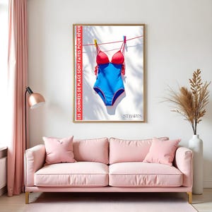St Barts Poster Print | Saint Barthélemy Wall Art | Women Swimsuit Travel Poster, Tropical Caribbean Art Print | France Travel Art Poster & Gift Idea