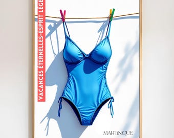 Póster de Martinica, Póster del Caribe, Póster de Francia, Impresión tropical de mujeres, Impresión de viajes al Caribe, Arte mural caribeño, Arte digital descargable